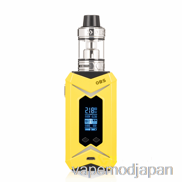 VAPE JAPAN OBS BAT 218W & DAMO スターターキット イエロー MOD / シルバータンク